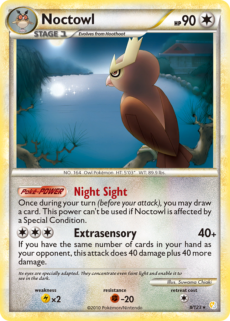 shiny noctowl pokemon card 8/123 - HeartGold SoulSilver Holofoil cementing its place as a must Noctowl Cards | Dex -