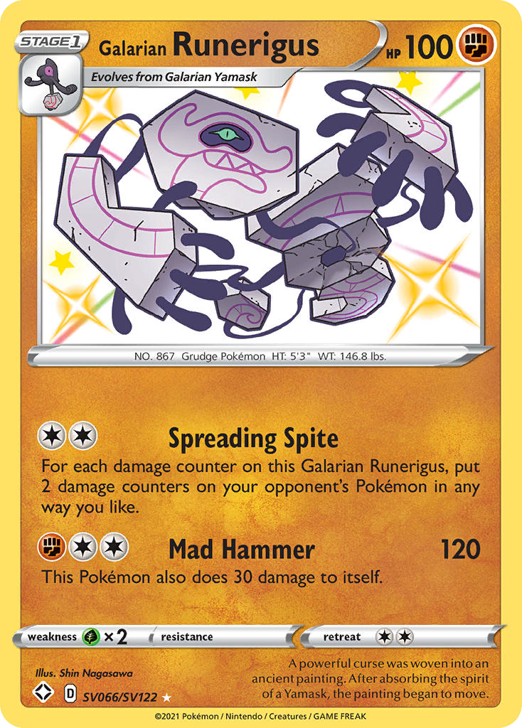 runerigus pokemon card - Sword & Shield - Chilling Reign - Galarian Fighting Colorless Galarian Runerigus - SV066/SV122 Shiny