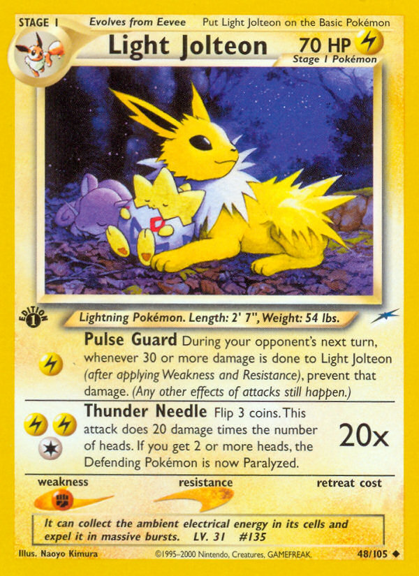 LIGHT JOLTEON 48/105 やさしいサンダース 英語版ポケモン Light Jolteon 48/105 - Neo Destiny Unlimited - Game Nerdz