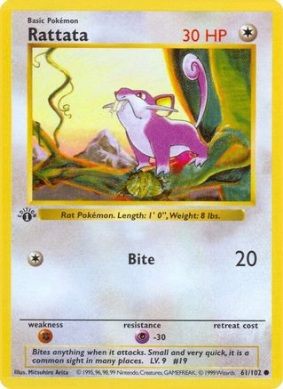 Pokemon Base Set Common Rattata #61 [1st Edition]