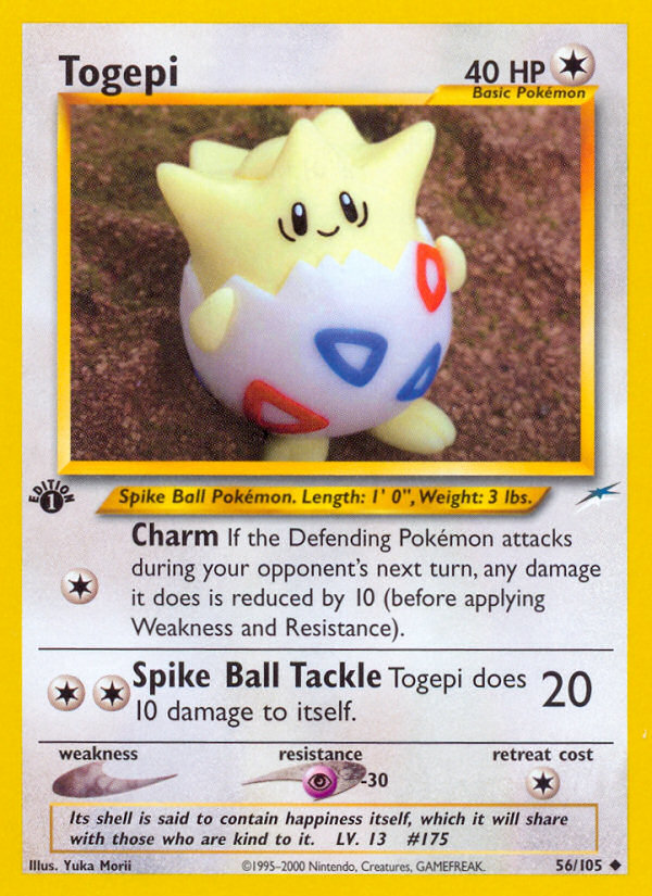 TOGEPI 56/105 トゲピー 英語版ポケモン Togepi 56/105 - Neo Destiny 1st Edition - Game Nerdz