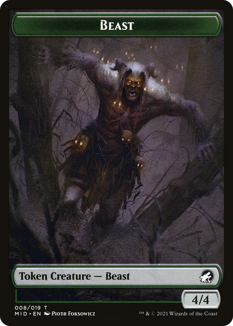 Beast (TMID-008) - Innistrad: Midnight Hunt Tokens - Game Nerdz