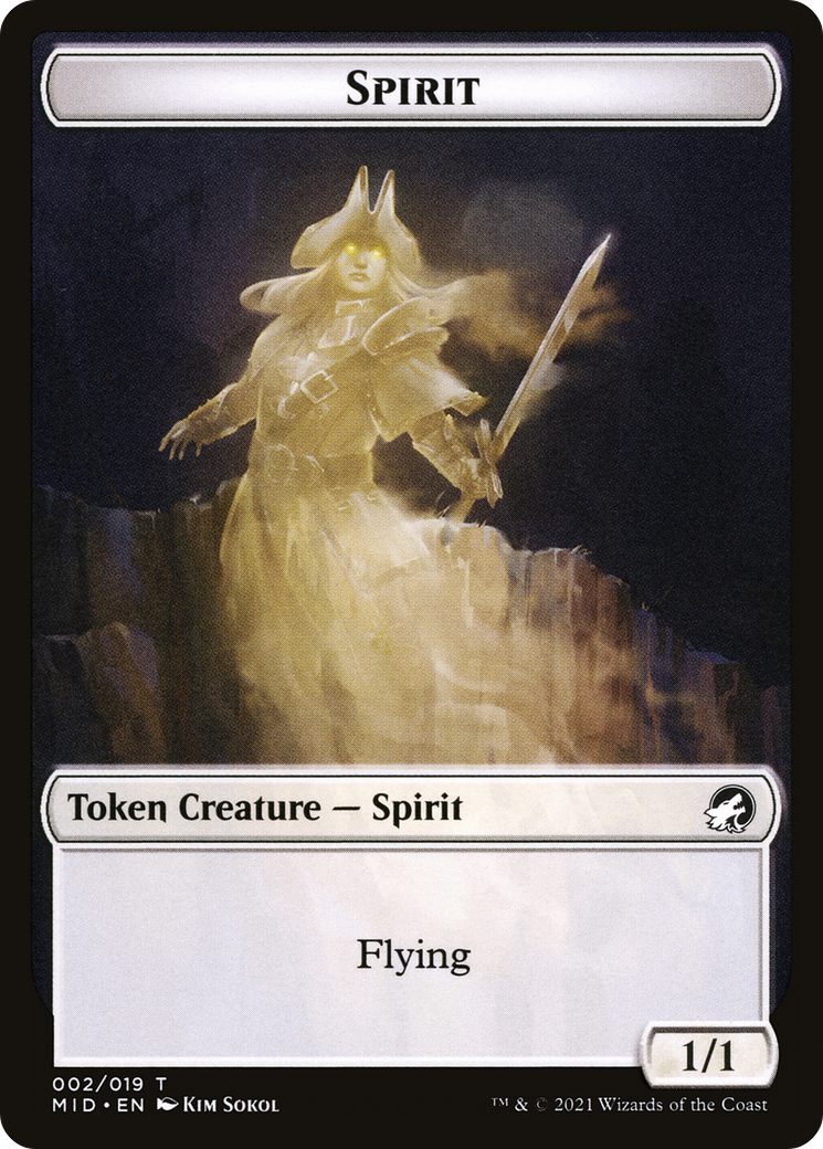 Spirit (TMID-002) - Innistrad: Midnight Hunt Tokens Foil - Game Nerdz