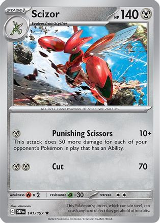 Scizor 141 - SV03 Obsidian Flames Holofoil - Game Nerdz