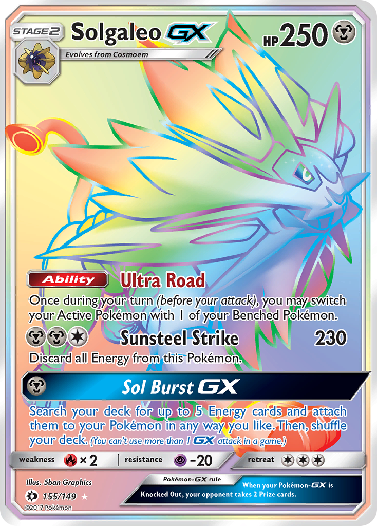 Solgaleo-GX 155/149 - Sun Moon Holofoil (LP) - Game Nerdz Solgaleo-GX 155/149 - Sun Moon Holofoil (LP) - Game Nerdz