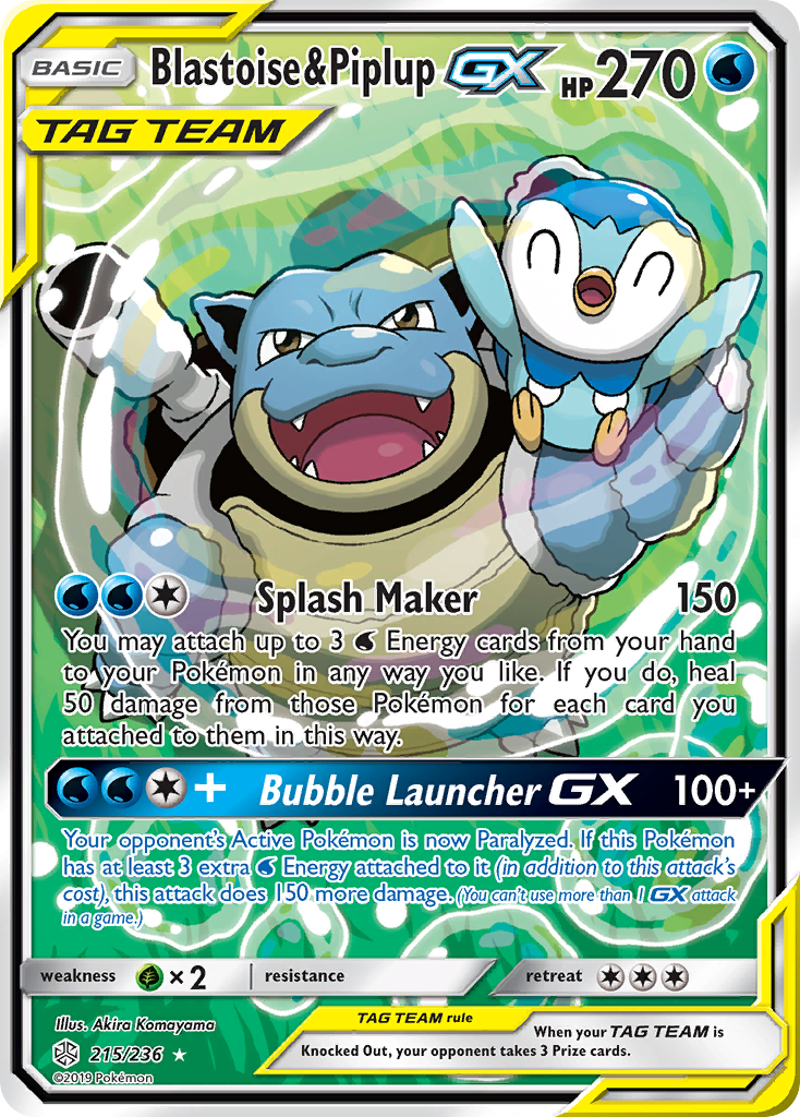 Blastoise & Piplup-GX 215/236 - Cosmic Eclipse Holofoil (LP) - Game Nerdz