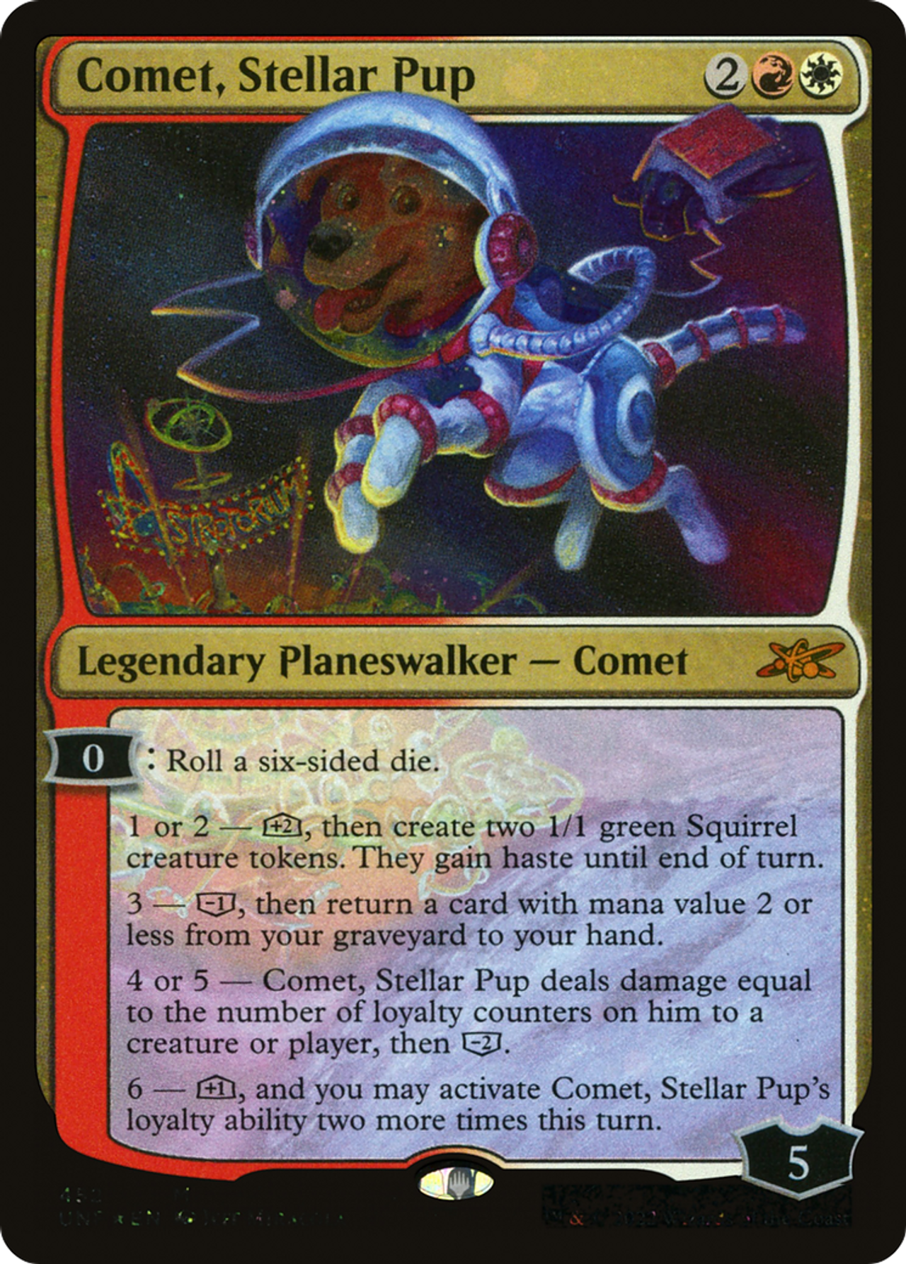 マジック：ザ・ギャザリング - MTG UNF Comet, Stellar Pup 英語版 4枚セット MTG Comet, Stellar Pup (Borderless) (Galaxy Foil) - Unfinity