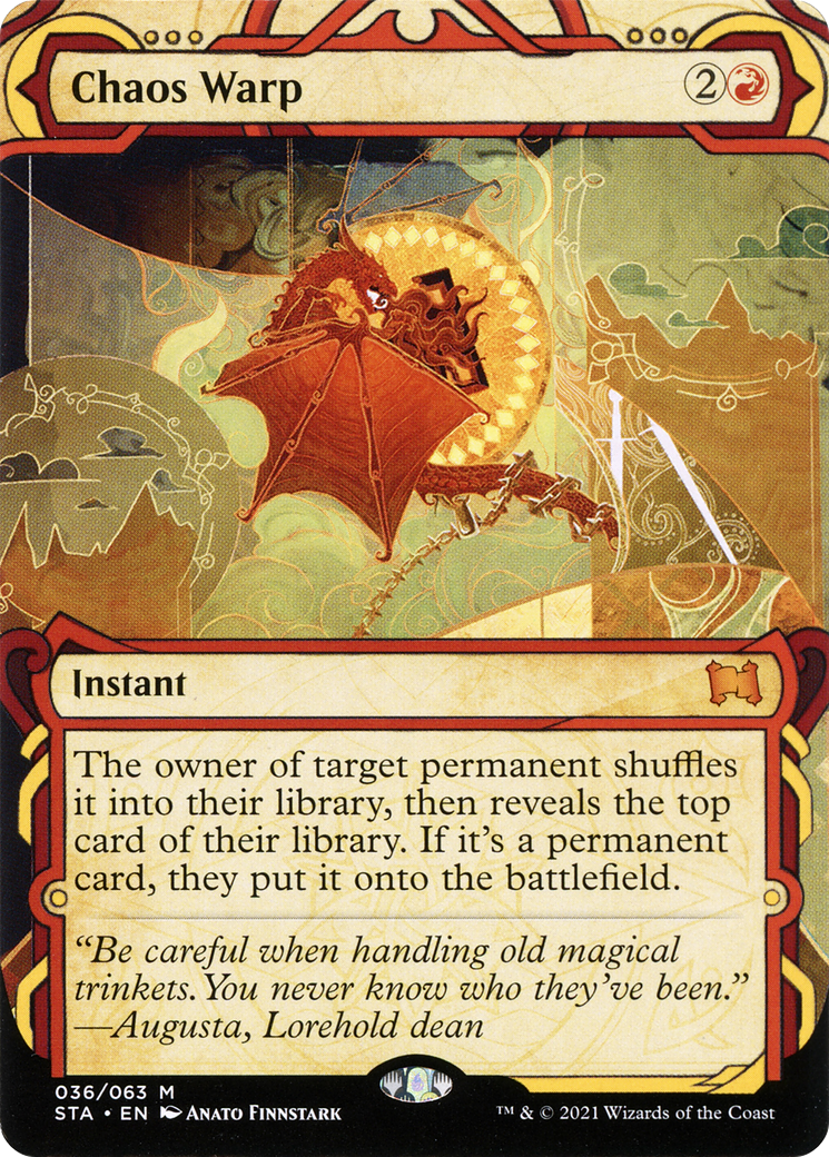 Chaos Warp (STA-036) - Strixhaven Mystical Archive: (Showcase) (Borderless) Foil - Game Nerdz Chaos Warp (STA-036) - Strixhaven Mystical Archive: (Showcase) (Borderless) Foil - Game Nerdz