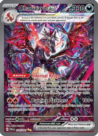 legendary pokemon cards charizard EX 2024 Paldean Fates Special Illustration Rare #234 Card shimmering cosmos holofoil background M Charizard EX 12/83 Price