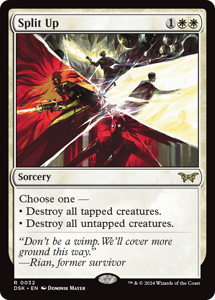 mtg duskmourn house of horror cards Magic the Gathering Collector Booster Pack The Gathering product Perform dark miracles Split Up (DSK-032) - Duskmourn: