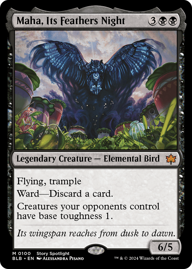 Maha, Its Feathers Night (BLB-100) - Bloomburrow Foil - Game Nerdz