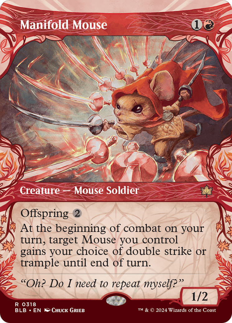 mouse deck mtg commander Magic the Gathering target Mouse you control gains your choice of double strike or trample until end of turn Manifold Mouse (Promo Pack) [Bloomburrow