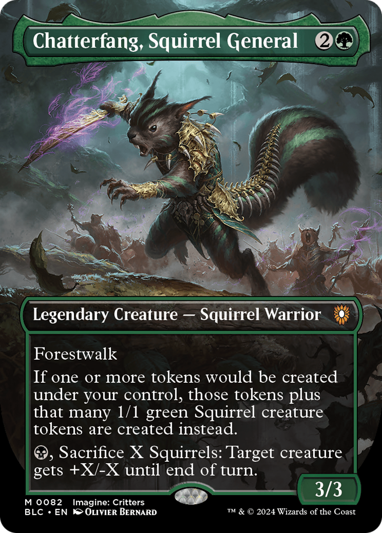 Chatterfang, Squirrel General (BLC-082) - Bloomburrow Commander (Borderless) - Game Nerdz Chatterfang, Squirrel General (BLC-082) - Bloomburrow Commander (Borderless) - Game Nerdz
