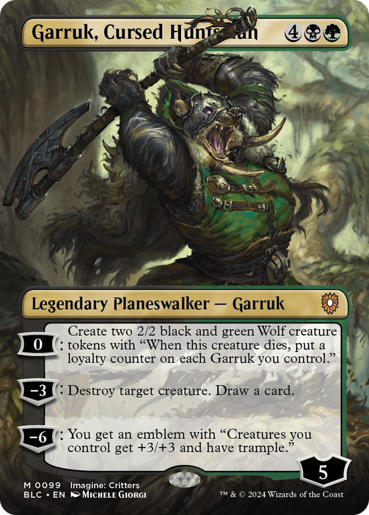 Garruk, Cursed Huntsman (BLC-099) - Bloomburrow Commander (Borderless) -  Game Nerdz