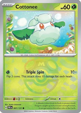 Cottonee 7/131 - [SV Prismatic Evolutions] Reverse Holofoil Moderately Played