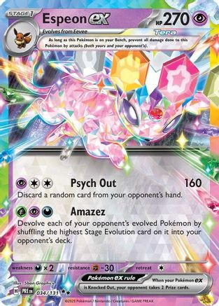 Espeon ex - 034/131 34 - SV Prismatic Evolutions Holofoil - Game Nerdz Espeon ex - 034/131 34 - SV Prismatic Evolutions Holofoil - Game Nerdz