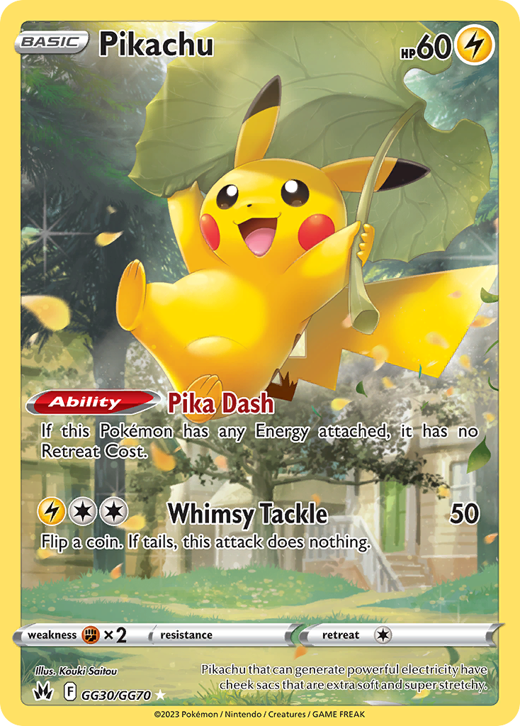 pokemon card gg Pikachu GG30/70 - Crown Zenith Galarian Gallery Holofoil (MP)