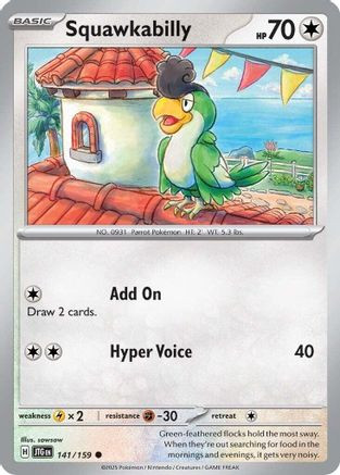 squawkabilly pokemon card PSA 10 GEM MINT JAPANESE 2023 ex 337/190 SV4a-SSR Weakness / Resistance / Retreat Cost Squawkabilly Ex Card Pokemon Squawkabilly