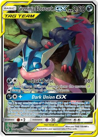 Greninja & Zoroark-GX 201/214 - Unbroken Bonds Holofoil (MP