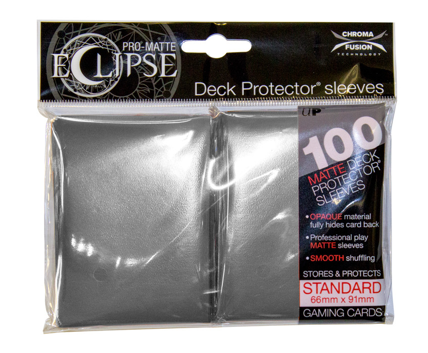 grey card sleeves Pro-Matte Eclipse Standard Size - (100ct) Each pack comes with 100 sleeves. Grey Card Sleeve 200 Pack