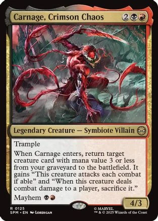 Carnage, Crimson Chaos (SPM-125) - Marvel's Spider-Man Foil - Game