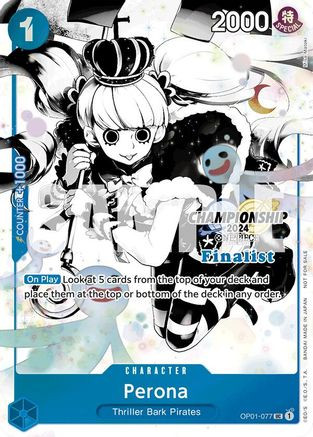 Perona (Championship 2024 Finalist Card Set Vol. 2) (OP01-077) One Piece  Promotion Cards Foil - Game Nerdz