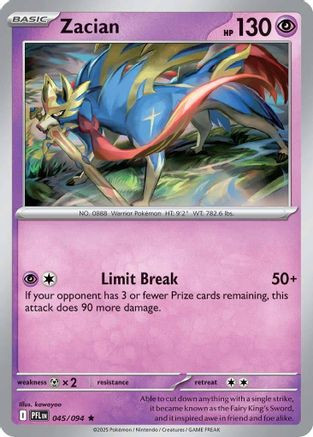 Zacian - 045/094 45 - ME02 Phantasmal Flames Holofoil - Game Nerdz