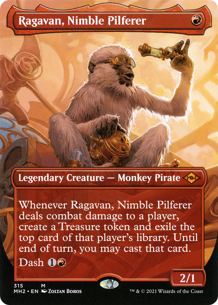 Ragavan, Nimble Pilferer (MH2-315) - Modern Horizons 2 (Borderless) Foil - Game Nerdz Ragavan, Nimble Pilferer (MH2-315) - Modern Horizons 2 (Borderless) Foil - Game Nerdz