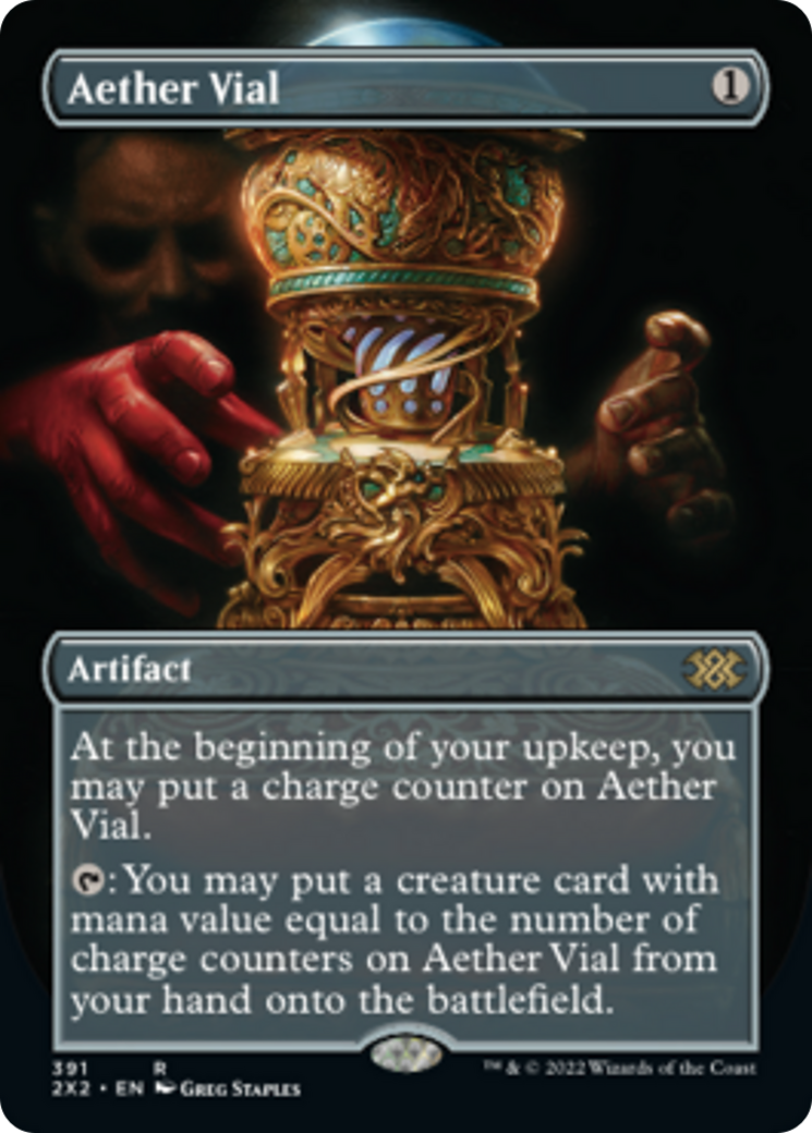 Magic the Gathering Trading Card Game Double Masters 2022 Rare Aether Vial #391 [Alternate Art Borderless FOIL]