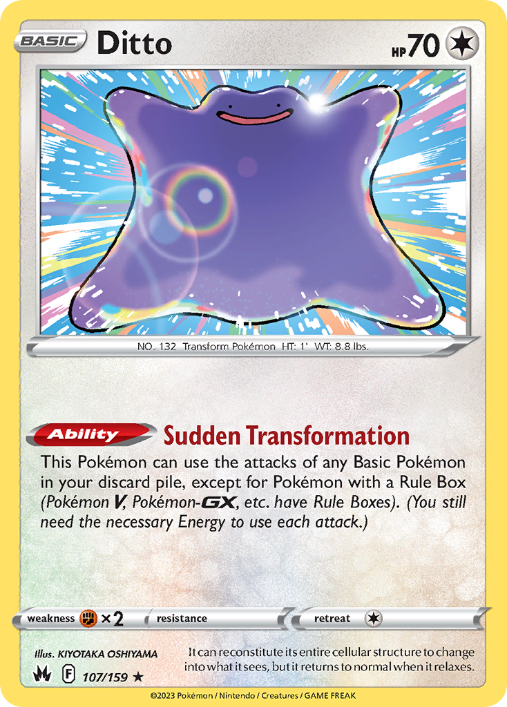 Ditto 107/159 - Crown Zenith Reverse Holofoil - Game Nerdz