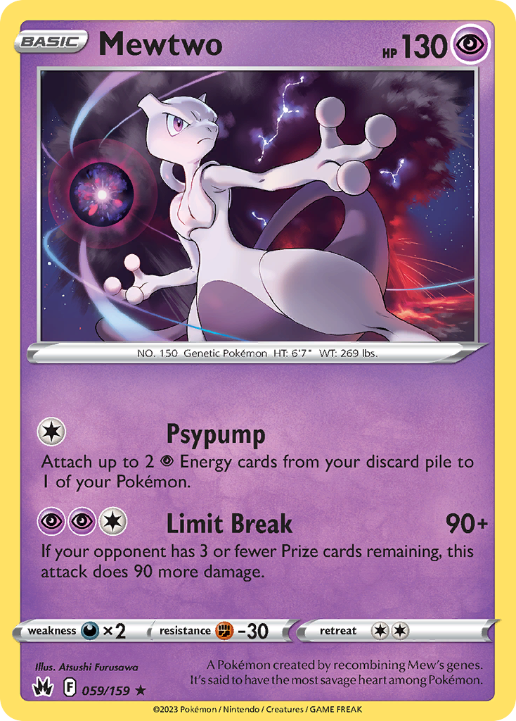 Mewtwo 59/159 - Crown Zenith Holofoil - Game Nerdz Mewtwo 59/159 - Crown Zenith Holofoil - Game Nerdz