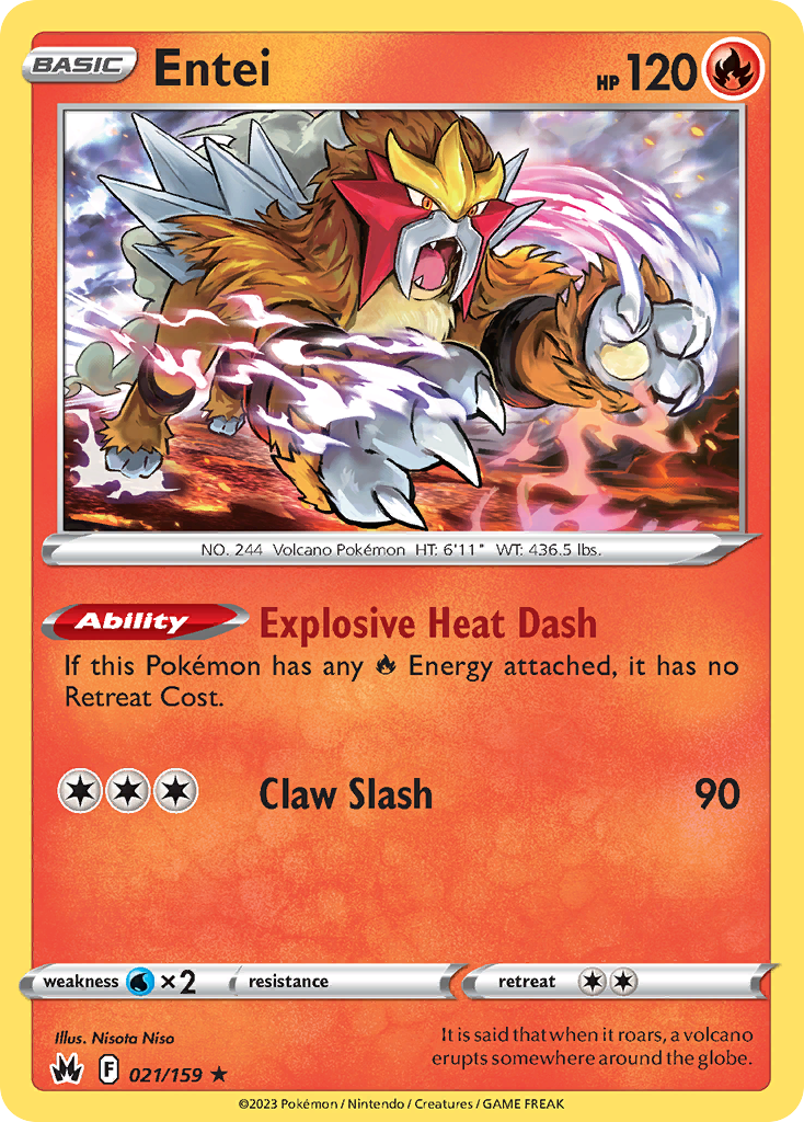 Entei 21/159 - Crown Zenith Reverse Holofoil - Game Nerdz