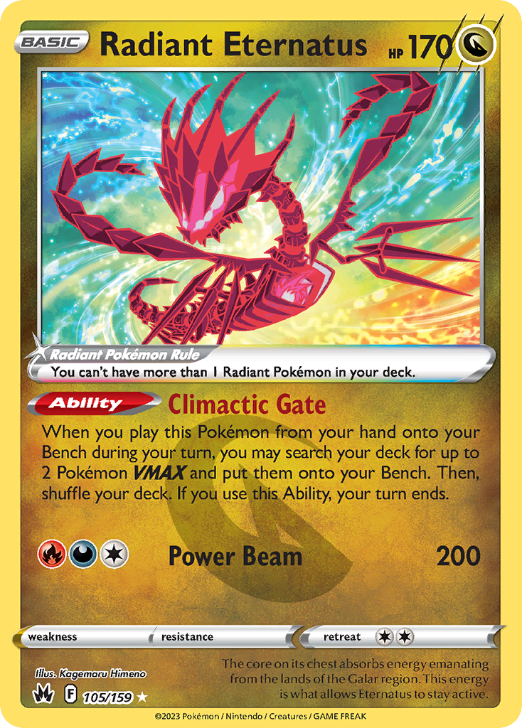 pokemon card radiant 5 - Shiny Rare/Radiant Rare/Amazing Rare Lot - 5 Assorted Cards the trusted official grading guarantees its condition Radiant Eternatus 105/159 - Crown