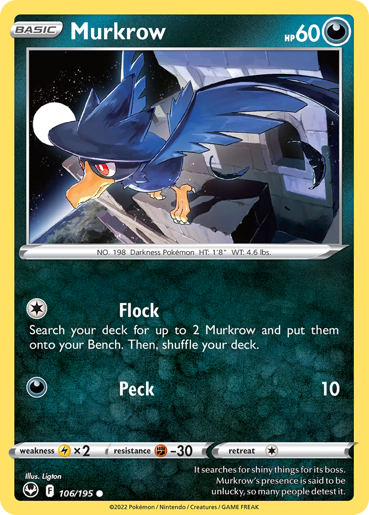 pokemon card murkrow Japanese Team Rocket's 071/098 sv10 U TCG Darkness Colorless Call for Family Search your deck for a Basic Pokmon card named Murkrow and put it onto your Bench Vintage Rare - Murkrow Neo