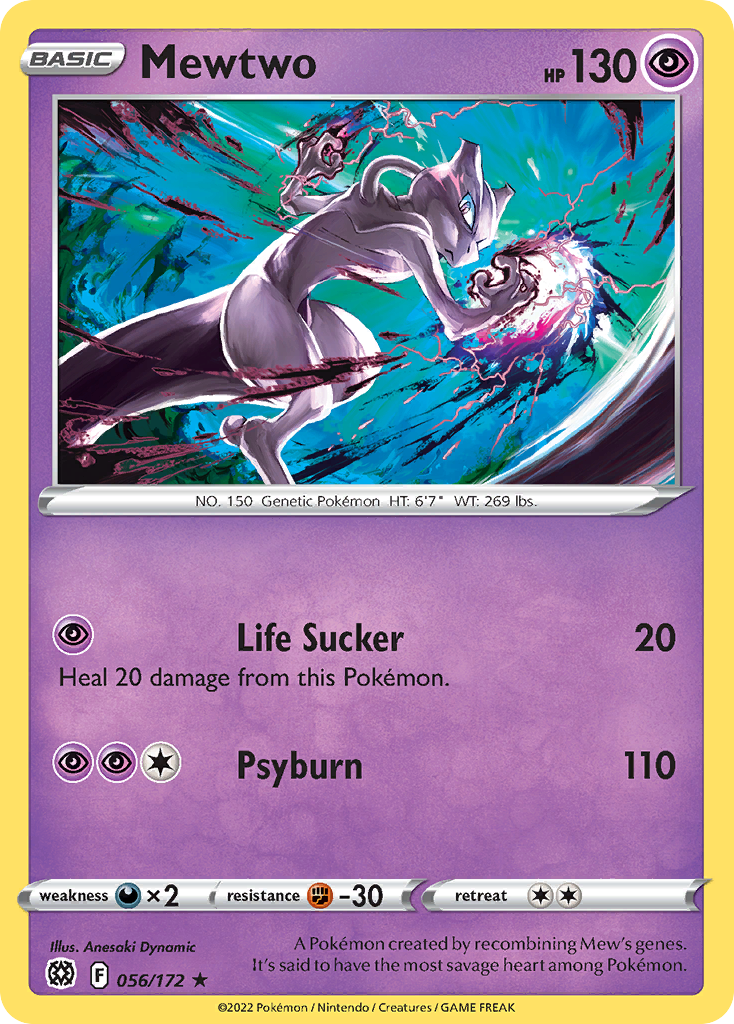 Pokemon Trading Card Game Sword & Shield Brilliant Stars Rare Mewtwo #56