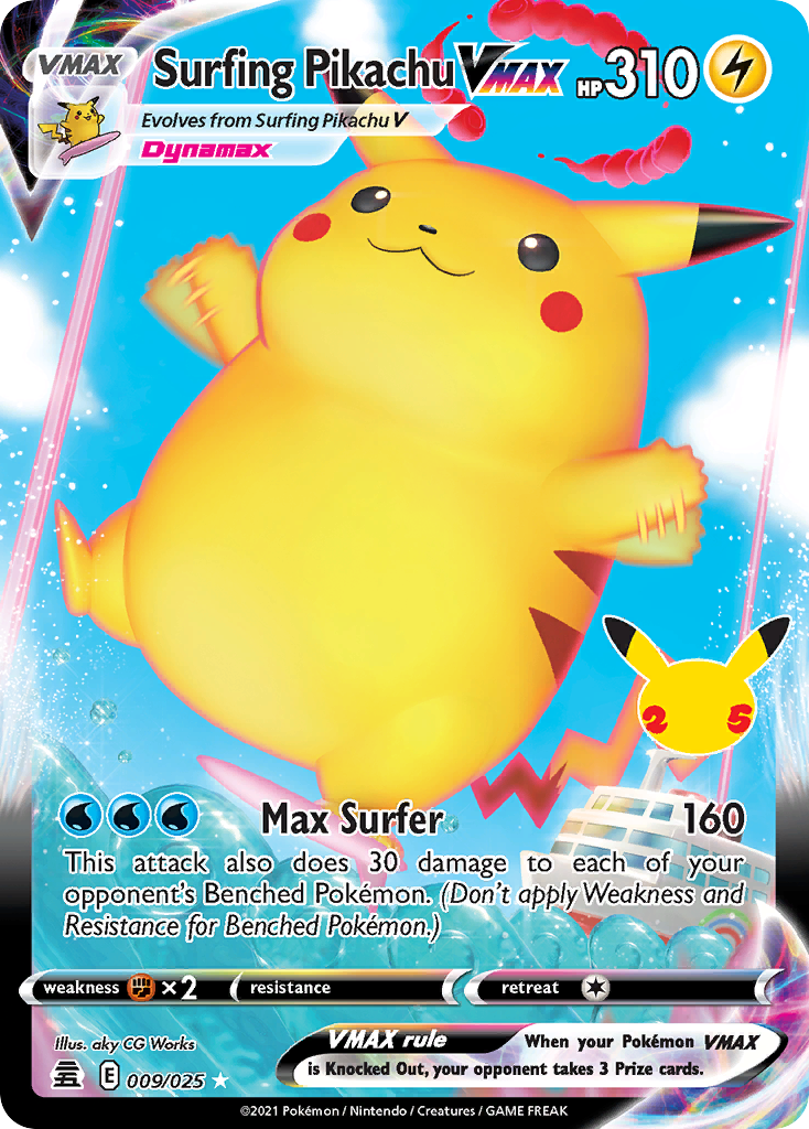 Surfing Pikachu VMAX 9/25 - Celebrations Holofoil - Game Nerdz