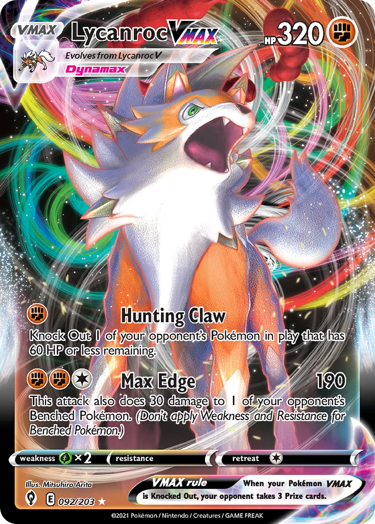 Lycanroc VMAX 92/203 - Evolving Skies Holofoil - Game Nerdz