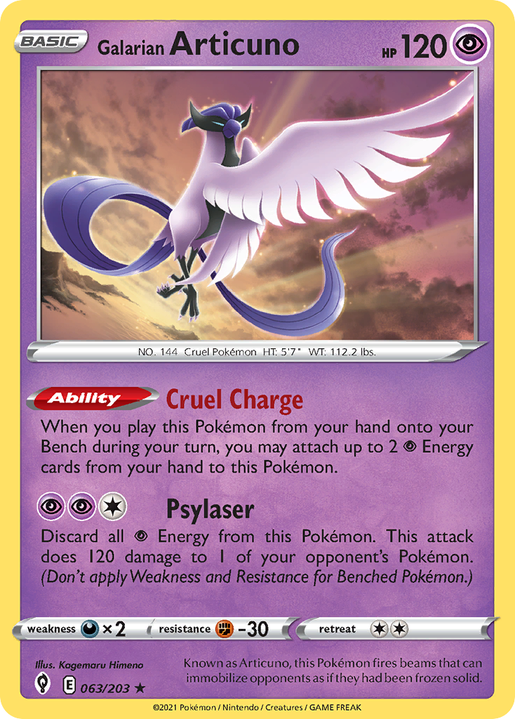 Galarian Articuno 63/203 - Evolving Skies Holofoil - Game Nerdz Galarian Articuno 63/203 - Evolving Skies Holofoil - Game Nerdz