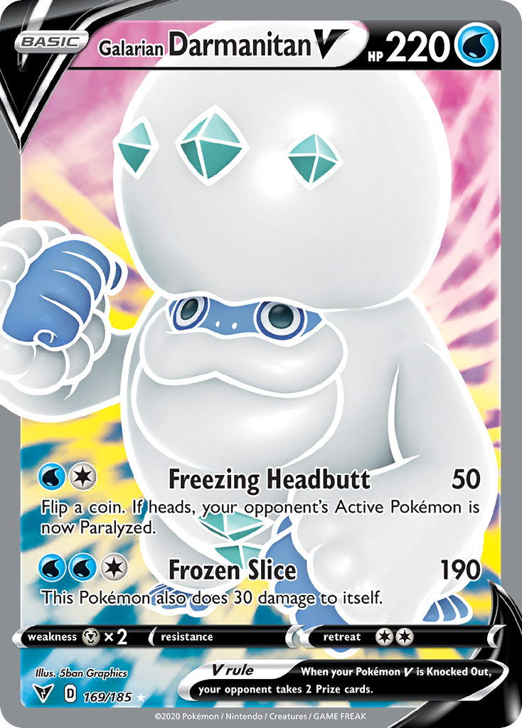 Galarian Darmanitan V (Full Art) 169/185 - SWSH04 Vivid Voltage Holofoil Damaged