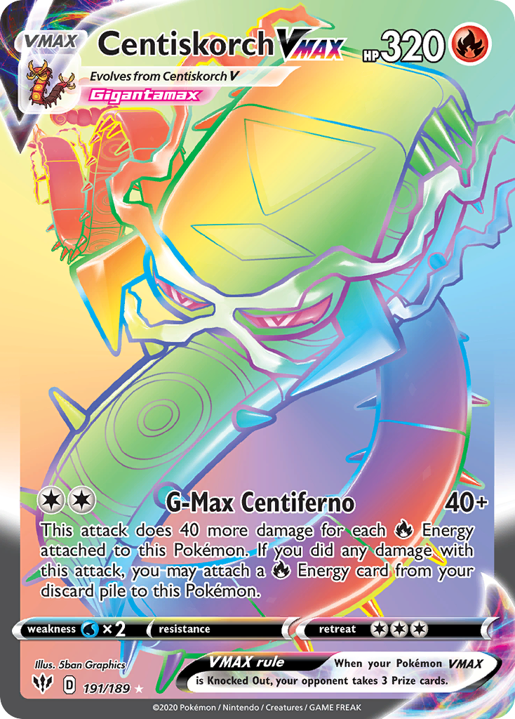 Centiskorch VMAX 191/189 - Darkness Ablaze Holofoil - Game Nerdz