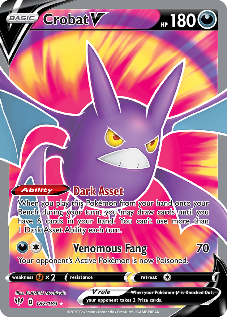 Crobat V 182/189 - Darkness Ablaze Holofoil - Game Nerdz