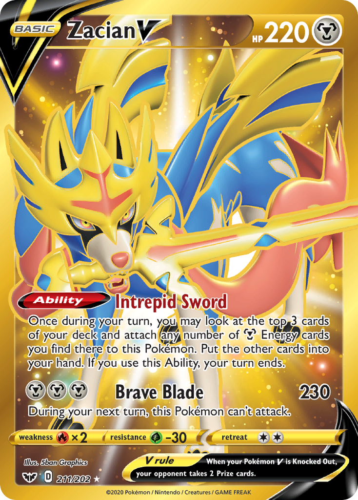 Zacian V 211/202 - Sword Shield Holofoil - Game Nerdz