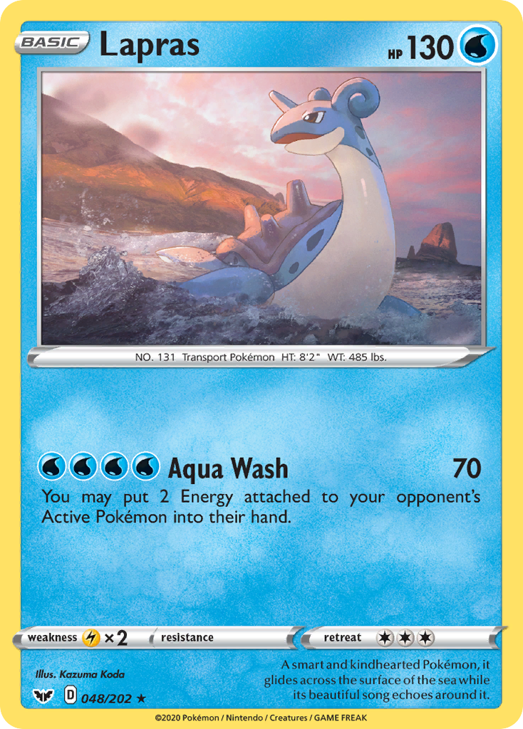 Lapras 48/202 - Sword Shield Reverse Holofoil - Game Nerdz Lapras 48/202 - Sword Shield Reverse Holofoil - Game Nerdz
