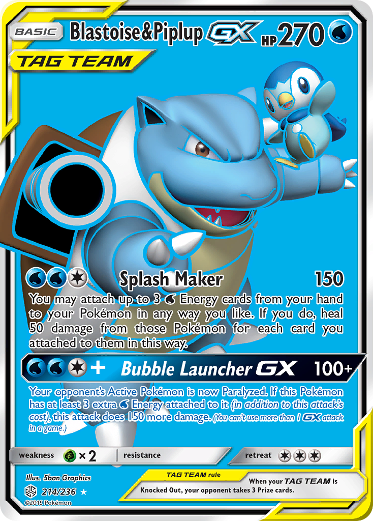 pokemon tag team card maker Custom Proxy Tag-Team Sparkachu Blastoise & Piplup-GX 214/236 -