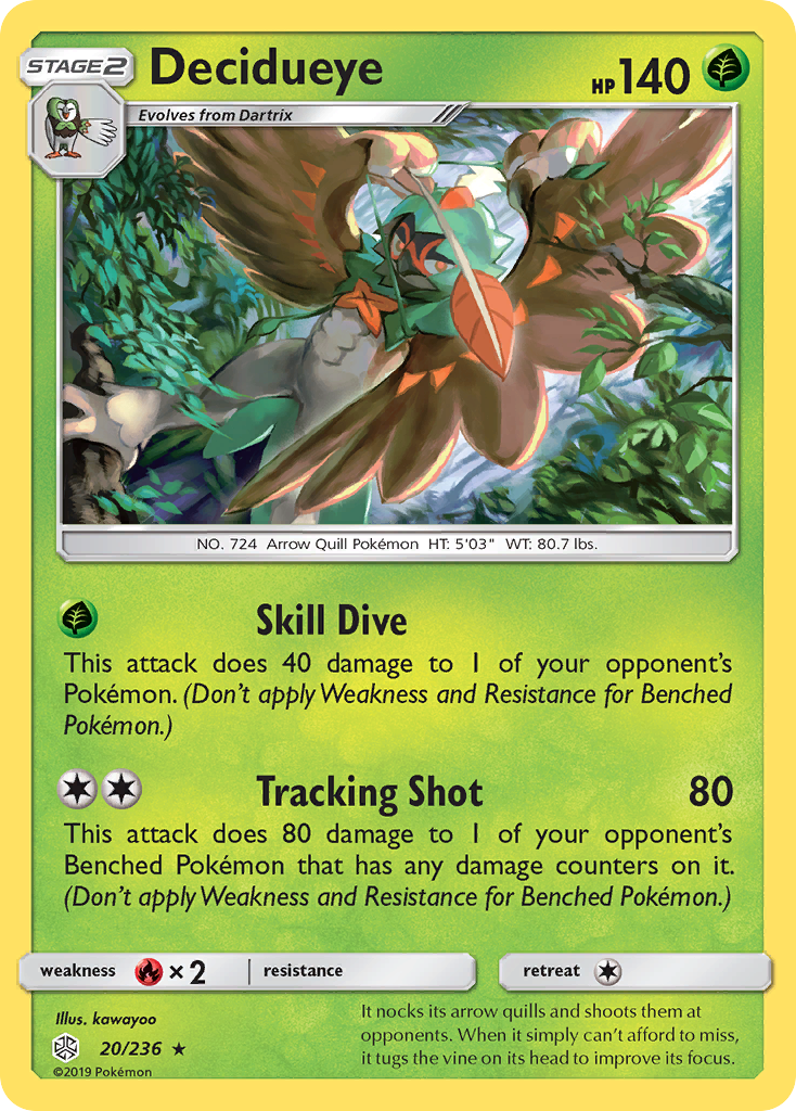 decidueye pokemon card Pokemon Cosmic Eclipse Decidueye #20