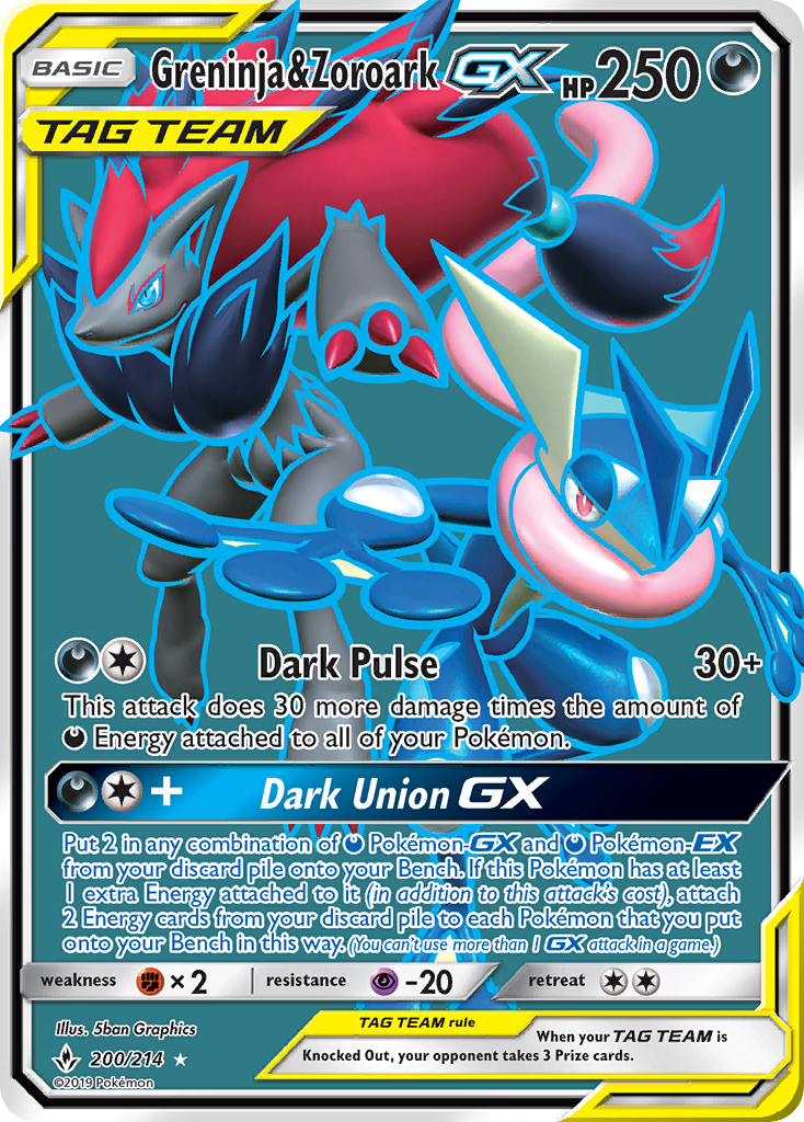 Greninja & Zoroark-GX 200/214 - Unbroken Bonds Holofoil - Game Nerdz
