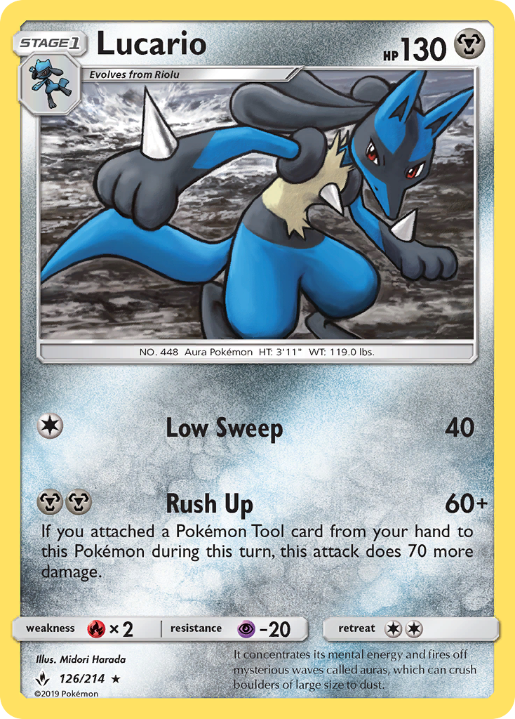 Lucario 126/214 - Unbroken Bonds Holofoil - Game Nerdz