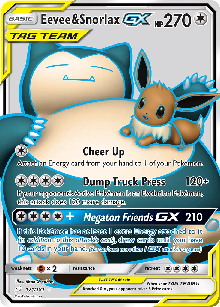 その他 Pokemon Eevee & Snorlax GX 171/181 Eevee & Snorlax-GX 171/181 - Team Up Holofoil - Game Nerdz