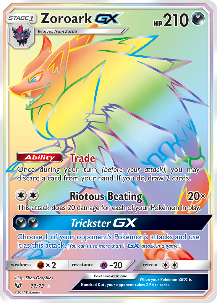 Zoroark-GX 77/73 - Shining Legends Holofoil - Game Nerdz