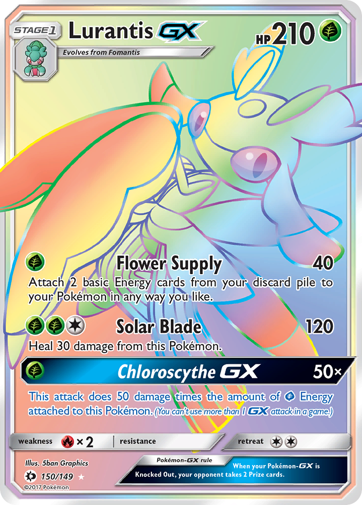 rainbow rare pokemon cards sun and moon Alolan Persian-GX (257/236) - & (You cant use more than 1 GX attack in a game.) Lurantis-GX 150/149 - Sun Moon